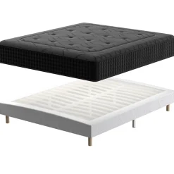 Teeno Ensemble 140x190cm Matelas à ressorts+ Lit Sommier Tapissier Déco, Epaisseur du Matelas 30cm