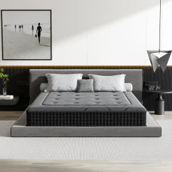 Teeno Ensemble 140x190cm Matelas à ressorts+ Lit Sommier Tapissier Déco, Epaisseur du Matelas 30cm
