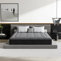 Teeno Ensemble 140x190cm Matelas à ressorts + Cadre de lit Plateforme Capitonné , Epaisseur du Matelas 30cm Clearance