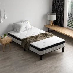 Teeno Ensemble 90x200cm matelas-châssis, matelas à ressorts ensachés et haute résilience + cadre de lit en fer robuste, comprenant 6 Online