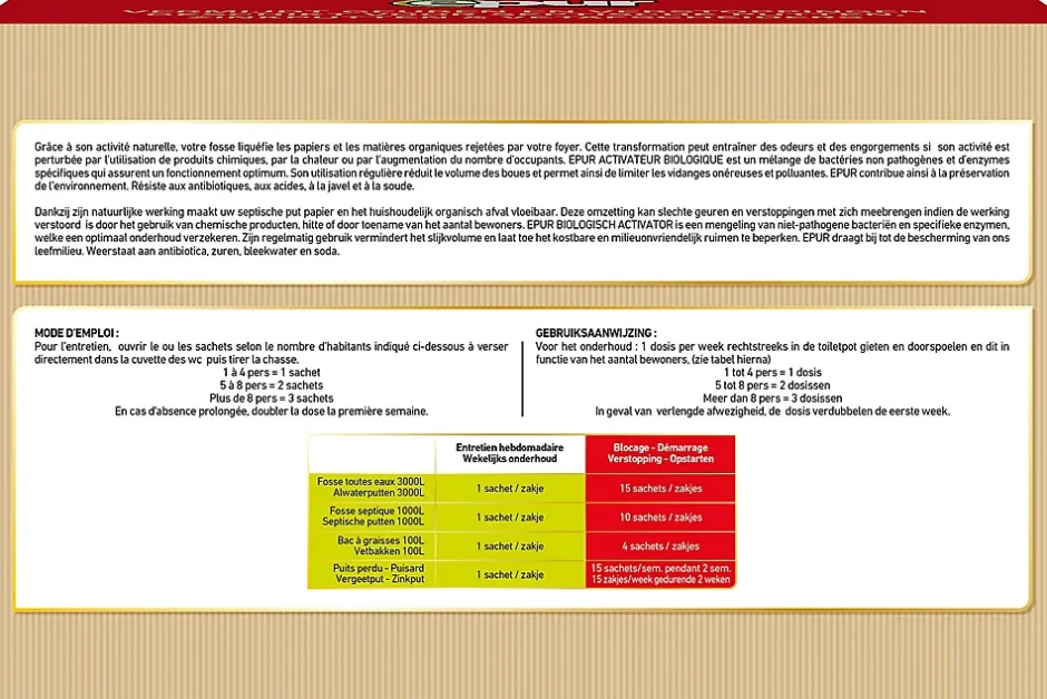 Epur Entretien 1an fosse septique 54 sachets Clearance