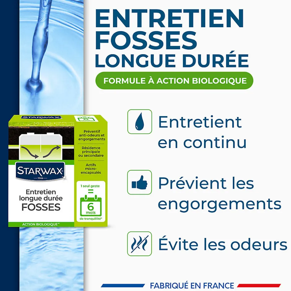 Starwax Entretien longue durée 6 mois fosses septiques 500g