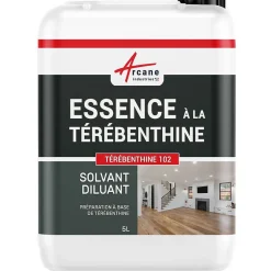 Arcane Industries Essence à la térébenthine pour entretien bois, pierre, cuir... : TEREBENTHINE 102 - 5 L - Best