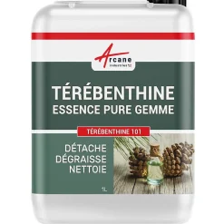 Arcane Industries Essence de térébenthine pure gemme bois : TEREBENTHINE 101 - 1 L - Sale