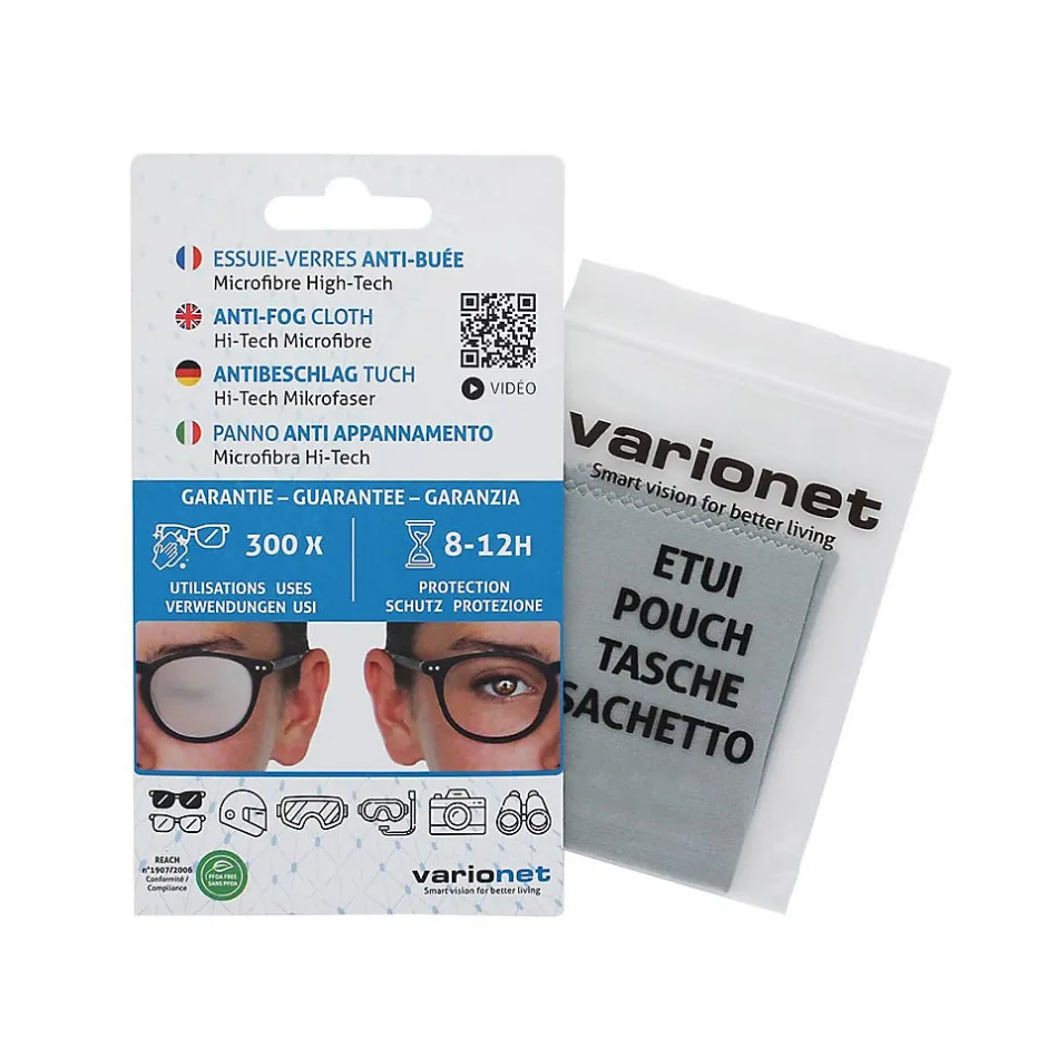 Varionet Essuie-verres anti buée 15 X 18 cm Efficace 12h et 300 Utilisations x 5
