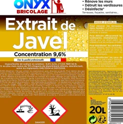 Onyx Extrait de javel concentration 9,6% 36° bricolage 20L Outlet