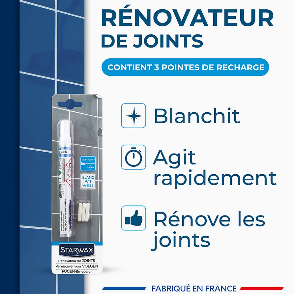 Starwax Feutre blanchisseur joints + 3 pointes de rechange