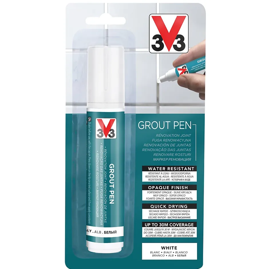 V33 Feutre rénovation joint de carrelage Grout pen blanc mat 15ml Sale