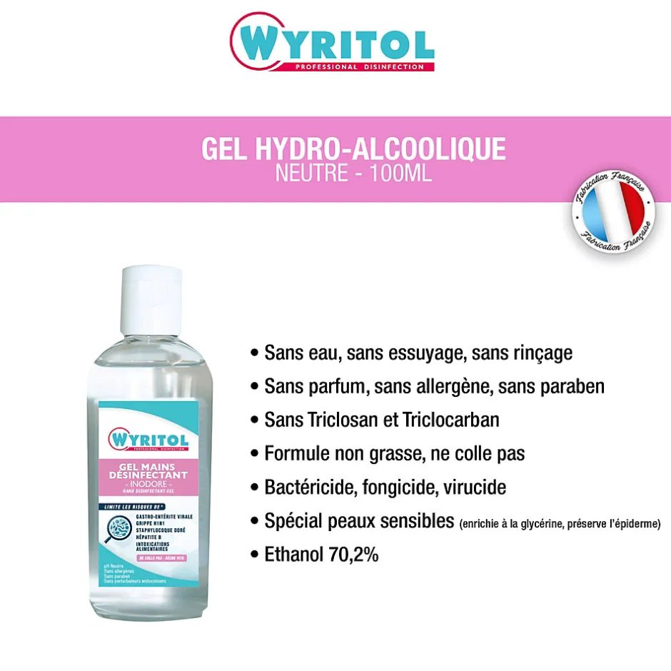 Wyritol Gel hydro-alcoolique désinfectant pour les mains 100ml