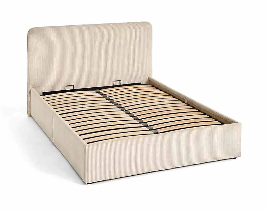 Best Mobilier Goyave - lit coffre - 140x190 - en velours côtelé - sommier inclus - Sale