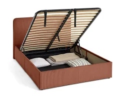 Best Mobilier Goyave - lit coffre - 140x190 - en velours côtelé - sommier inclus -