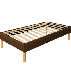 King Of Dreams Gregory - Solide et Confortable Sommier Tapissier Marron + Pieds en 20 cm pour Matelas en 90x190-13 Lattes - Montage Rapide et Fac