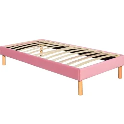 King Of Dreams Gregory - Solide et Confortable Sommier Tapissier Rose + Pieds en 20 cm pour Matelas en 90x190-13 Lattes Discount