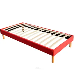 King Of Dreams Gregory - Solide et Confortable Sommier Tapissier Rouge + Pieds en 20 cm pour Matelas en 90x190-13 Lattes Hot