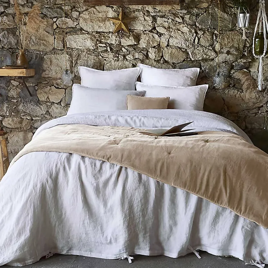Altobuy HARRIS - Chemin de Lit 90x200cm Velours de Coton Coloris Pampa