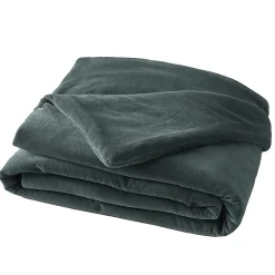 Altobuy HARRIS - Chemin de Lit 90x200cm Velours de Coton Coloris Ardoise Best