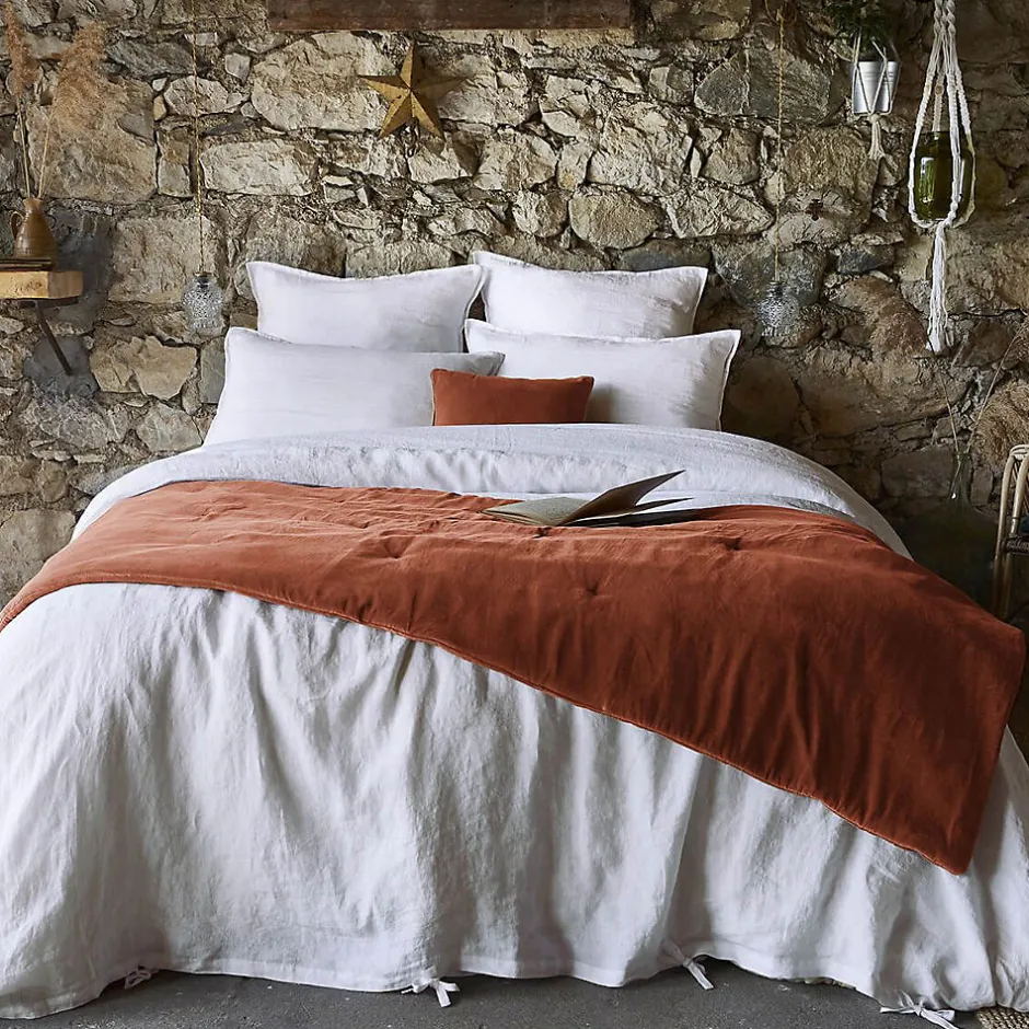 Altobuy HARRIS - Chemin de Lit 90x200cm Velours de Coton Coloris Terracotta