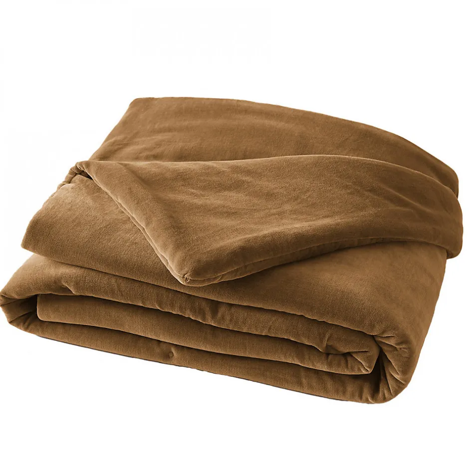 Altobuy HARRIS - Chemin de Lit 90x200cm Velours de Coton Coloris Camel