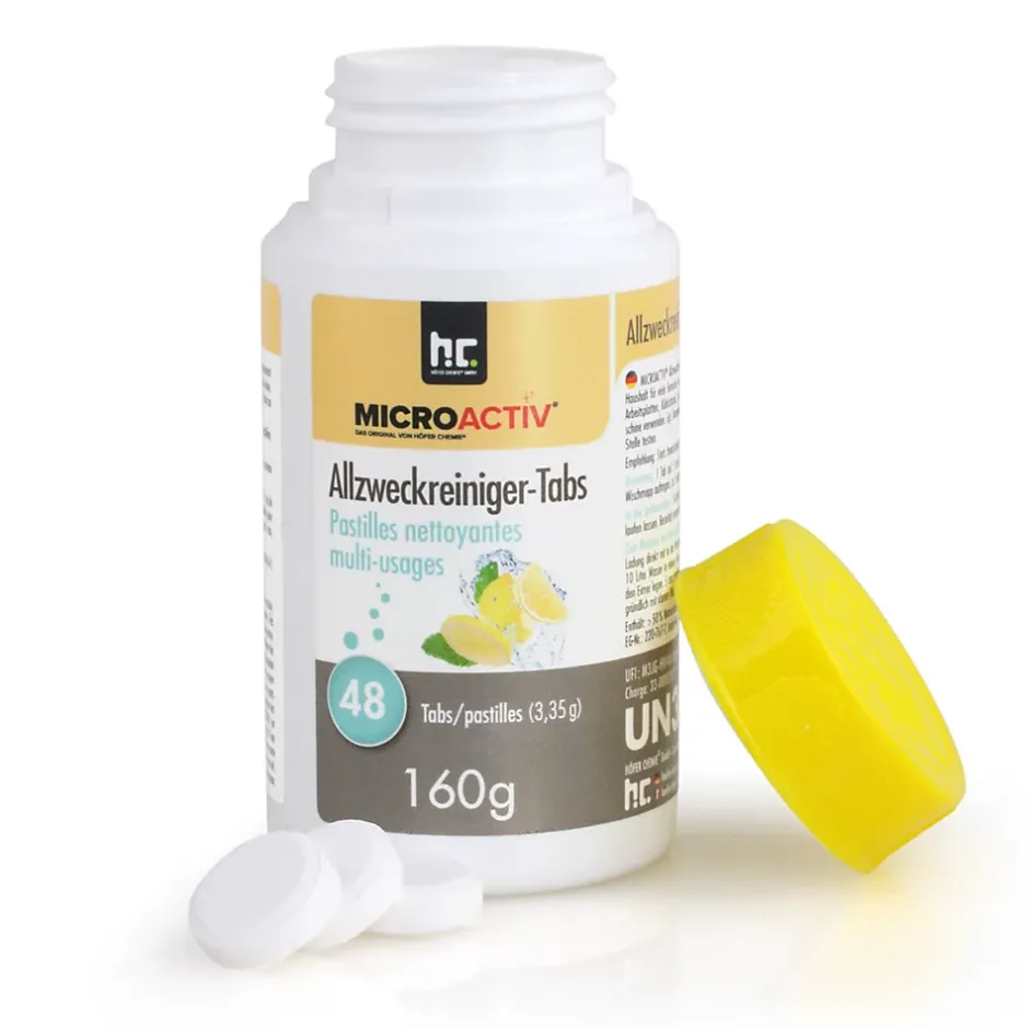 Höfer Chemie Microactiv 48 Pastilles Nettoyantes Multi-usages 160 G, Parfum Citron Hot