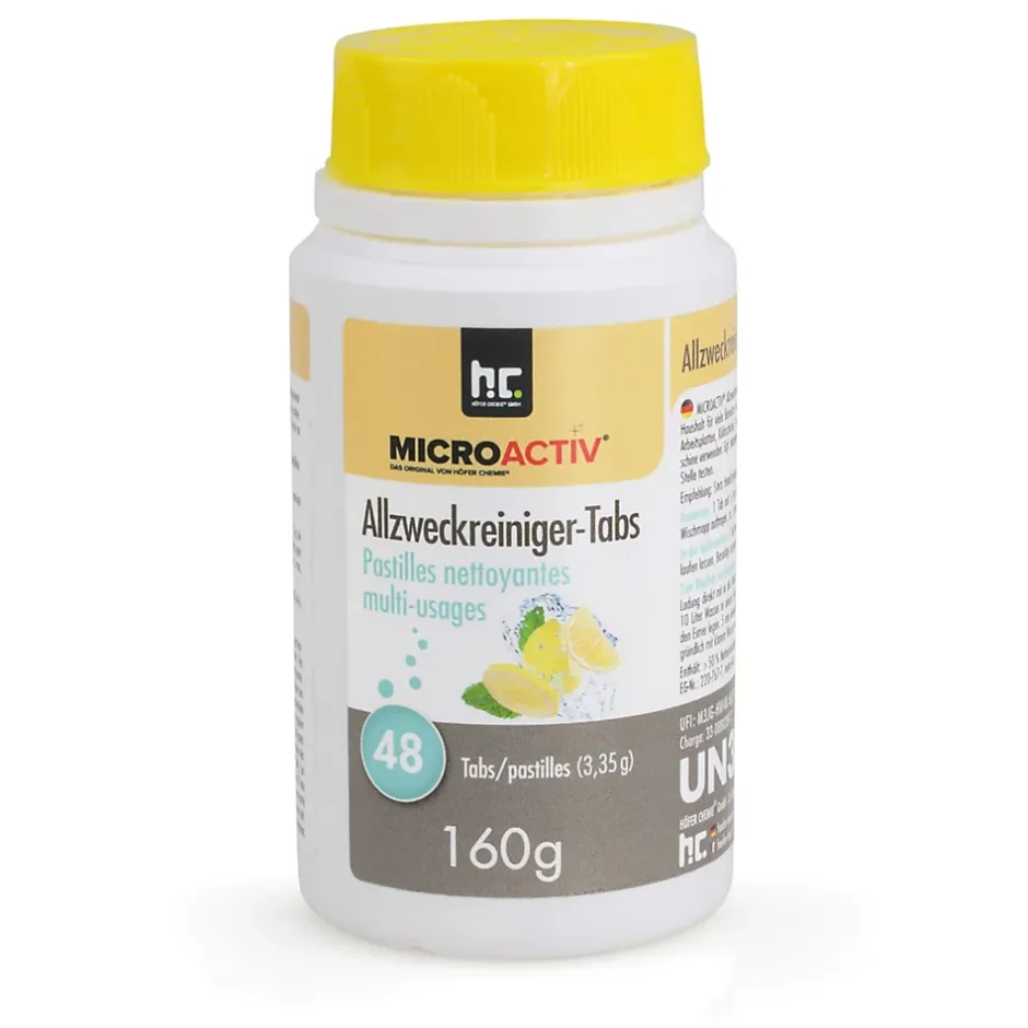 Höfer Chemie Microactiv 48 Pastilles Nettoyantes Multi-usages 160 G, Parfum Citron Hot