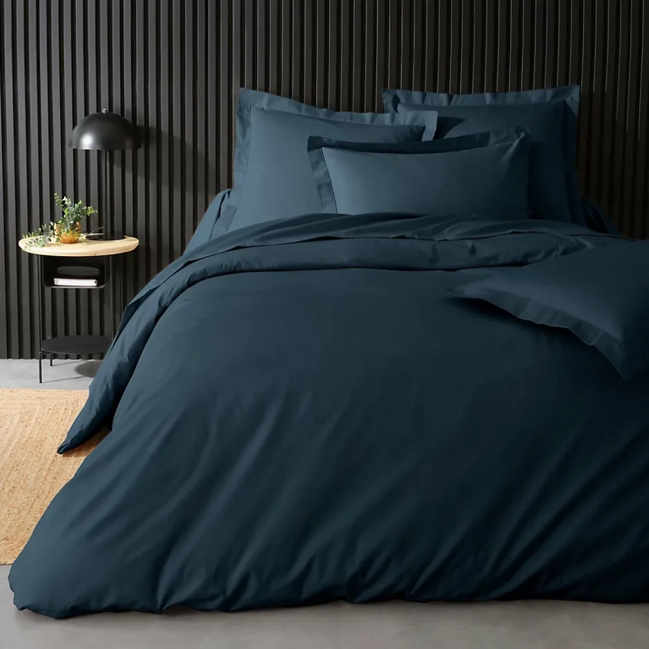 Douceur D'Intérieur Housse de Couette 2 Personnes Percale Uni 78 fils percaline 240x220cm bleu Best