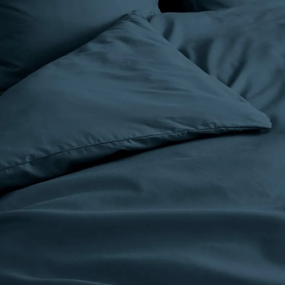 Douceur D'Intérieur Housse de Couette 2 Personnes Percale Uni 78 fils percaline 240x220cm bleu Best