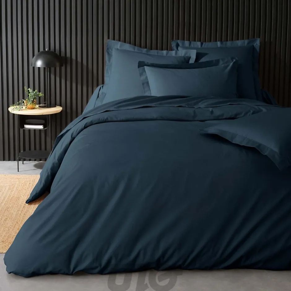 Douceur D'Intérieur Housse de Couette 2 Personnes Percale Uni 78 fils percaline 240x220cm bleu Best