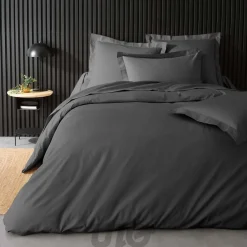 Douceur D'Intérieur Housse de Couette 2 Personnes Percale Uni 78 fils percaline 240x220cm anthracite