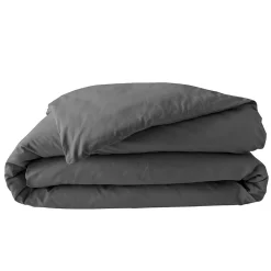 Douceur D'Intérieur Housse de Couette 2 Personnes Percale Uni 78 fils percaline 240x220cm anthracite