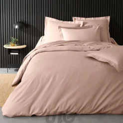 Douceur D'Intérieur Housse de Couette 2 Personnes Percale Uni 78 fils percaline 260x240cm Rose