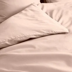 Douceur D'Intérieur Housse de Couette 2 Personnes Percale Uni 78 fils percaline 260x240cm Rose