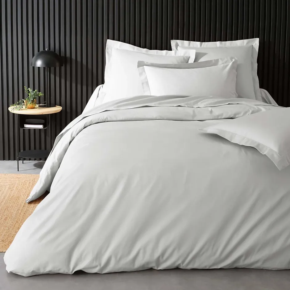 Douceur D'Intérieur Housse de Couette 2 Personnes Percale Uni 78 fils percaline 260x240cm Blanc Discount