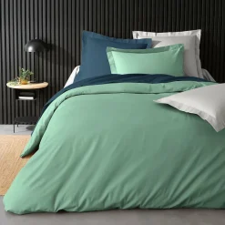 Douceur D'Intérieur Housse de Couette 2 Personnes Percale Uni 78 fils percaline 260x240cm Blanc Discount
