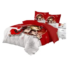 Edem Housse de couette 2 taies drap housse Père Noël & Traîneau Best