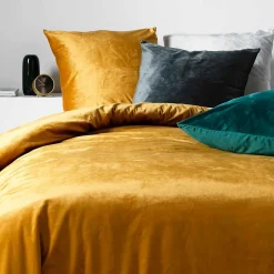 Douceur D'Intérieur Housse de Couette 240 x 220 cm Velours Uni Velina Anthracite + 2 Taies