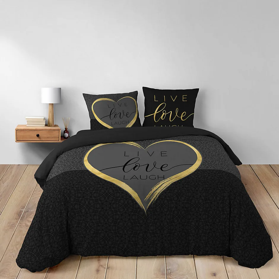Douceur D'Intérieur Housse de couette 240 x 220 cm + 2 taies Coton 42 fils Imprimé placé Crazy Love