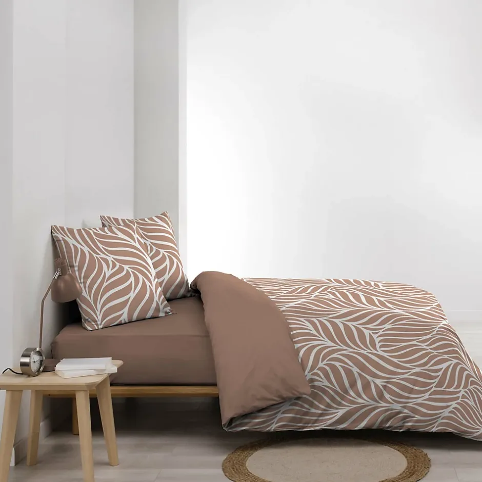 Douceur D'Intérieur Housse de couette 240 x 220 cm imprimée 57 fils MORGANE Mocha 2 taies incluses Online