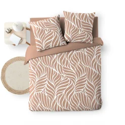 Douceur D'Intérieur Housse de couette 240 x 220 cm imprimée 57 fils MORGANE Mocha 2 taies incluses Online