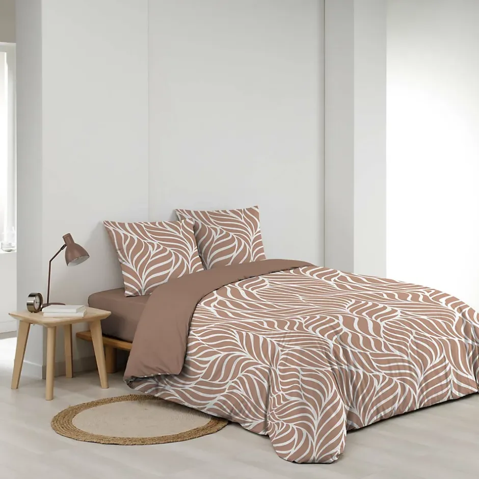 Douceur D'Intérieur Housse de couette 240 x 220 cm imprimée 57 fils MORGANE Mocha 2 taies incluses Online
