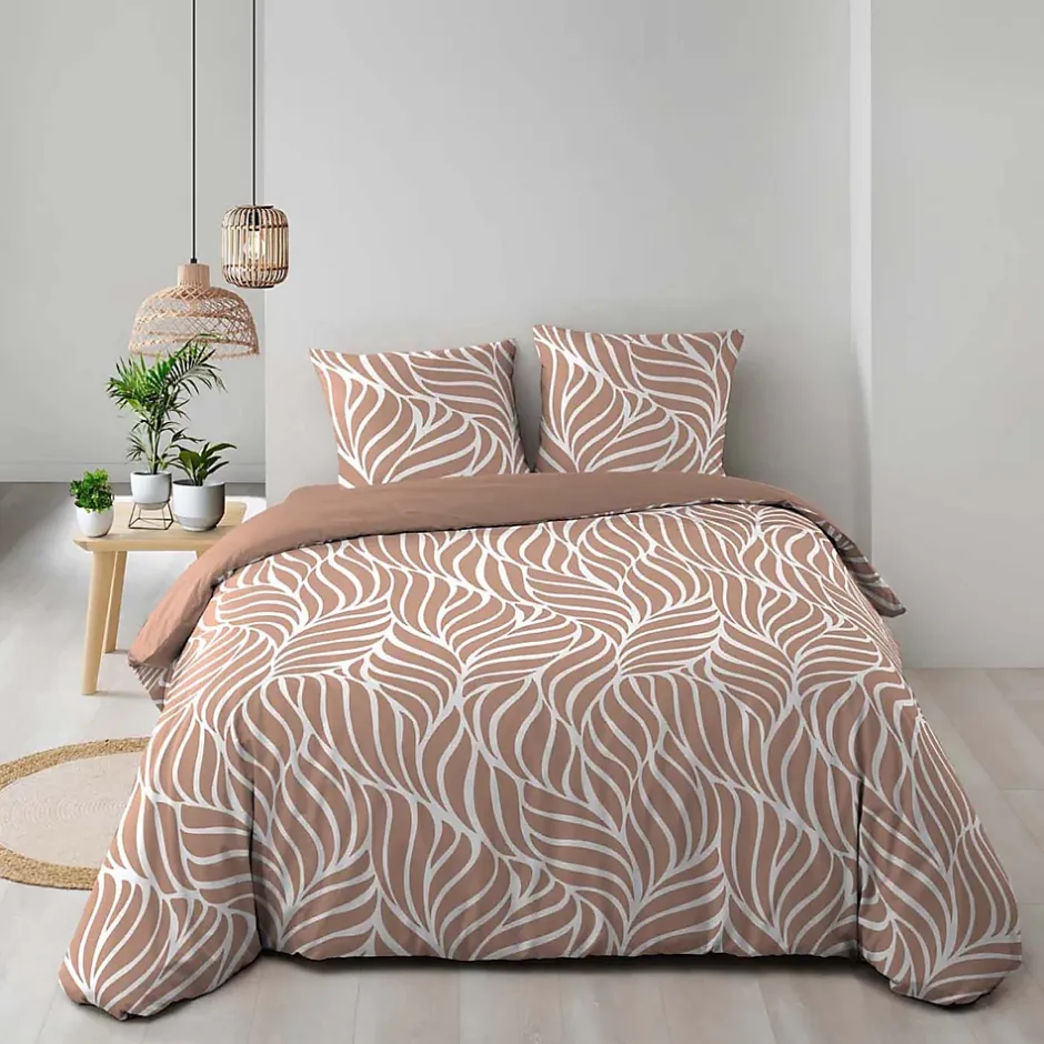 Douceur D'Intérieur Housse de couette 240 x 220 cm imprimée 57 fils MORGANE Mocha 2 taies incluses Online