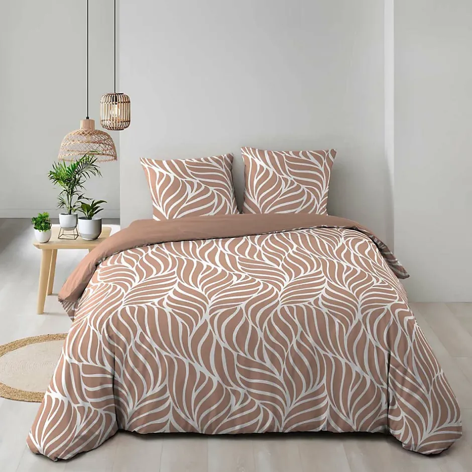 Douceur D'Intérieur Housse de couette 240 x 220 cm imprimée 57 fils MORGANE Mocha 2 taies incluses Online