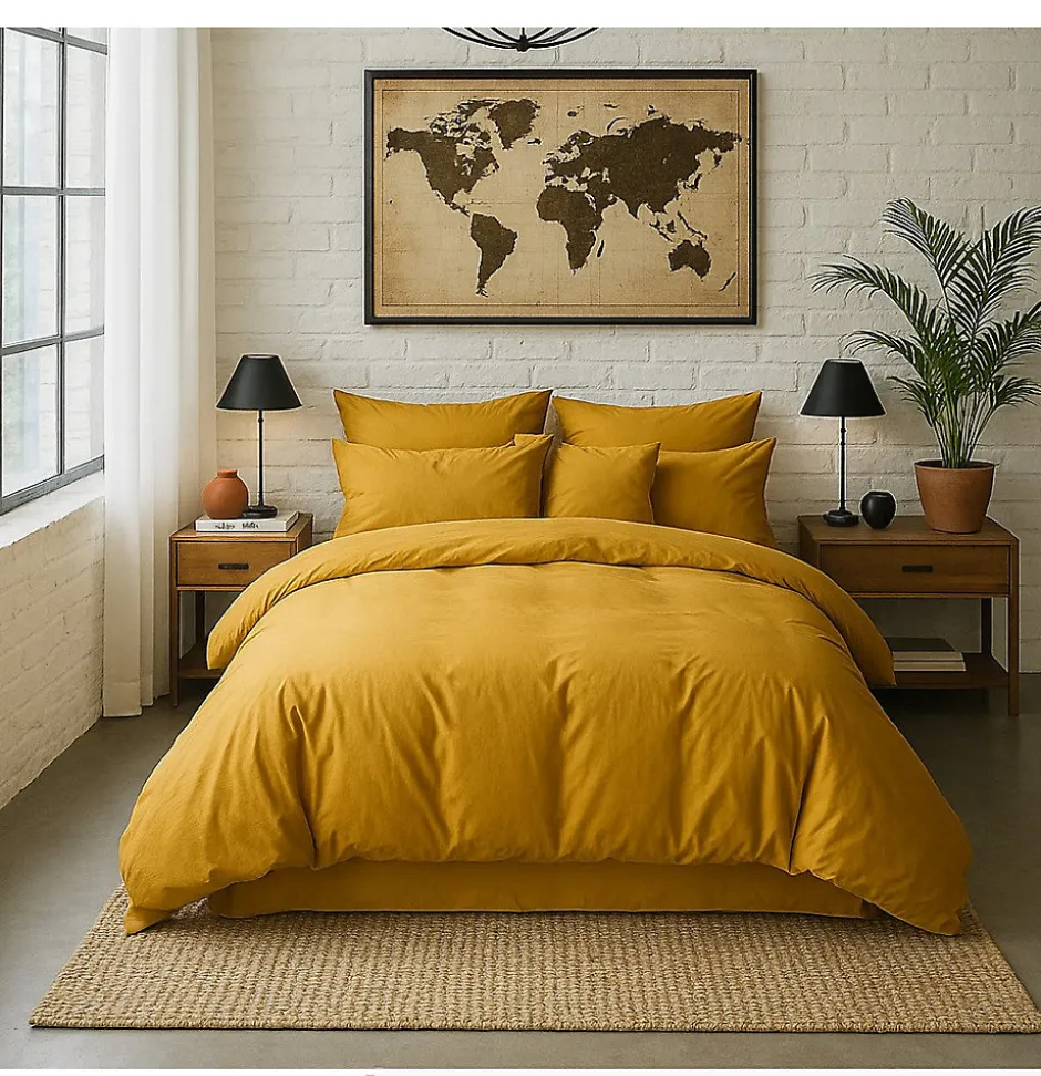 Eden Housse de couette 220 x 240 cm jaune moutarde