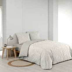 Douceur D'Intérieur Housse de couette 240 x 220 cm imprimée 57 fils MORGANE Naturel 2 taies incluses Sale