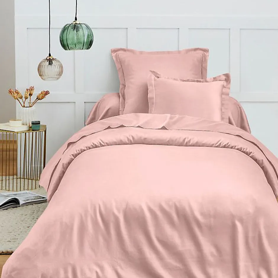 Coton Pur Housse de couette 140 x 200 cm "Prémium" pour lit 1 place - Prémium Rose Dragée Discount