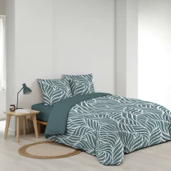 Douceur D'Intérieur Housse de couette 240 x 220 cm imprimée 57 fils MORGANE Bleu 2 taies incluses