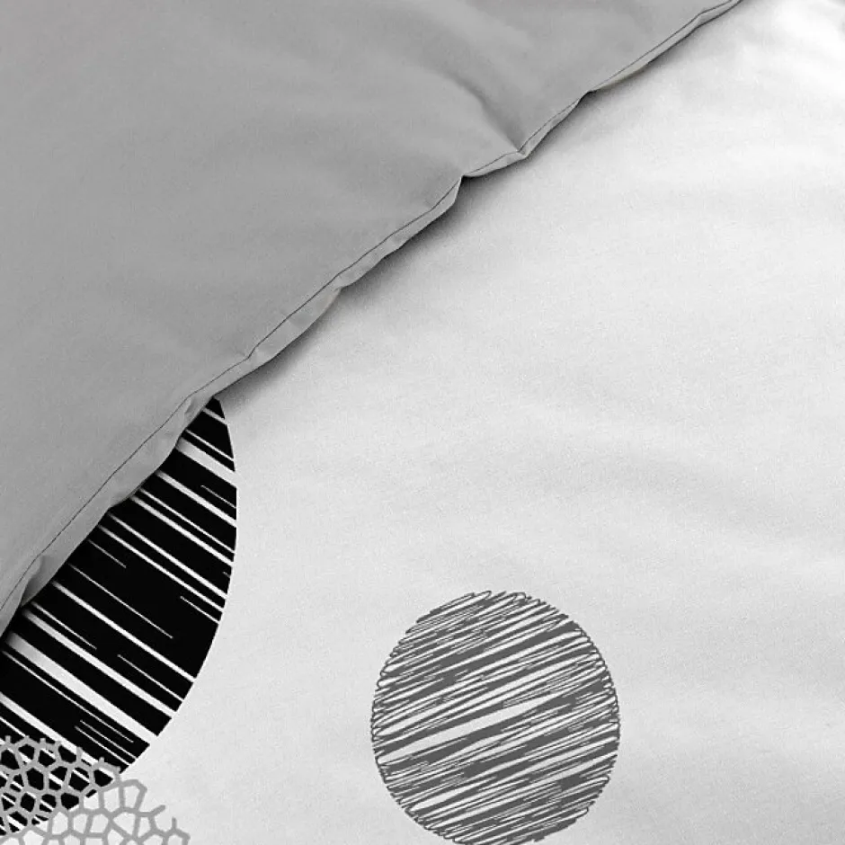 Douceur D'Intérieur Housse de Couette 240 x 220 cm + 2 Taies 100 % Coton 57 Fils Stormi Noir & Blanc New