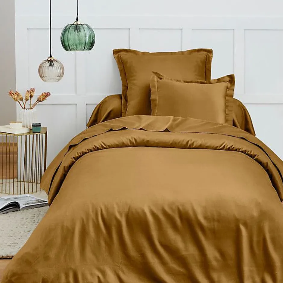 Coton Pur Housse de couette 140 x 200 cm "Prémium" pour lit 1 place - Prémium Caramel Discount