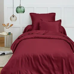 Coton Pur Housse de couette 140 x 200 cm "Prémium" pour lit 1 place - Prémium Grenat
