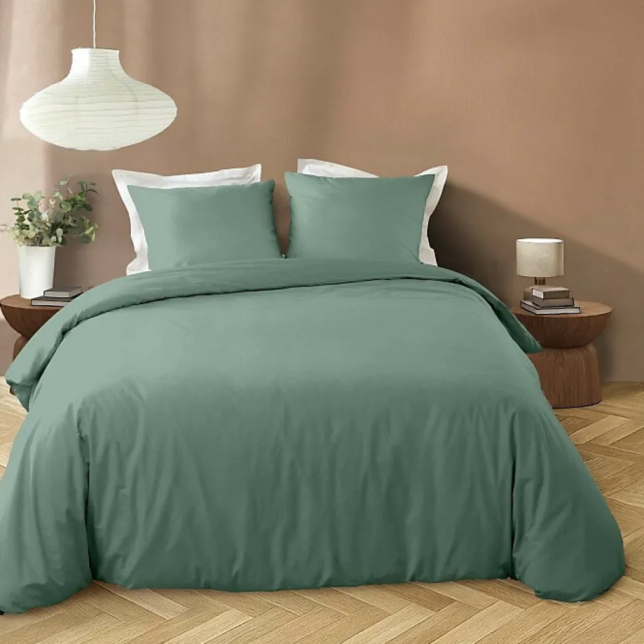 Douceur D'Intérieur Housse de couette 240 x 220 cm microfibre unie lavée LIAM Cèdre 2 taies incluses Clearance