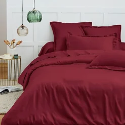 Coton Pur Housse de couette 260 x 240 cm "Prémium" pour lit 2 places King Size - Prémium Grenat Discount